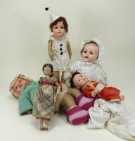 Composition doll dressed as Pierotte,