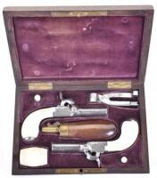 ^ Pair of good quality Belgian boxlock percussion pocket pistols c.1830