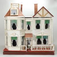 G & J Lines Ltd model No.33 painted wooden Dolls House in good original condition, English circa 1910,