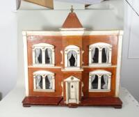 Large G & J Lines Ltd box back painted wooden Dolls Houses in good original condition, English circa 1905,