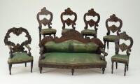 Walterhausen rosewood Dolls House Rococo style drawing room suite,