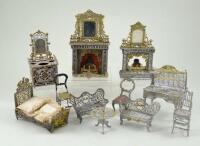 Collection of soft metal Dolls House furniture, 1880s,