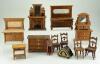 Collection of wooden dolls house furniture, German circa 1900,