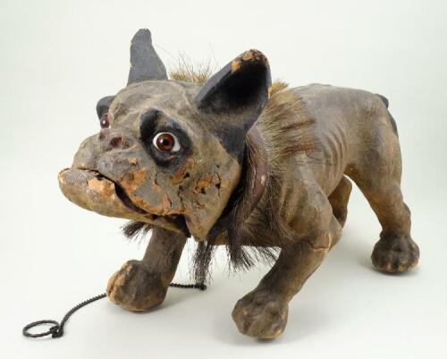 Roullet & Decamps barking Bull dog pull-along toy, French circa 1890,