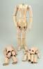 Three wood and composition dolls bodies,