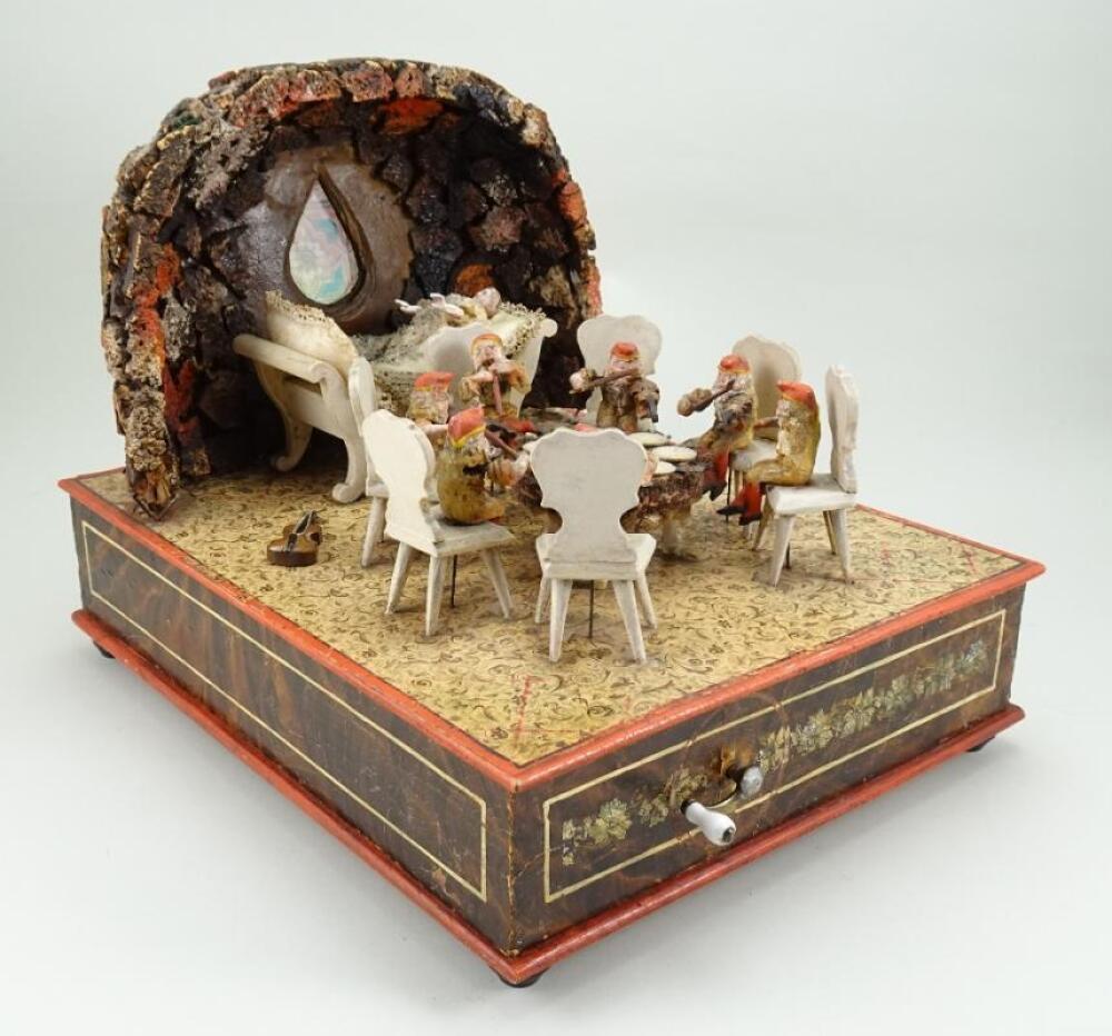 Automata Musicians Extremely rare Zinner & Sohn Snow White and the seven dwarfs mechanical ...