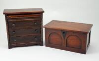 Miniature wooden Chest of Drawers and Blanket Chest, English 19th century,