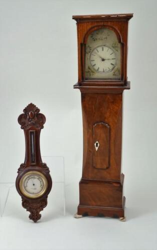 Miniature wooden Longcase Clock Watch holder and Barometer,