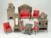 Good suite of wooden Art Nouveau style Dolls House furniture, German 1890s,