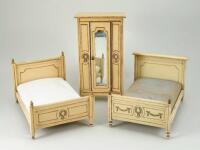 Rare Doll House beds and wardrobe by Paul Leonhardt, 1920s,