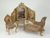 Fine Regency style Dolls House ormolu and painted silk suite of furniture, probably Austrian first quarter 20th century,