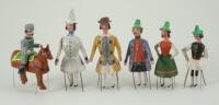 Six Erzgebirge Bristol Piano Dancing figures, 1860-80,