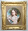 Charming Oil on Canvas portrait of girl with her doll, English circa 1850,