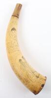 Rare New Zealand Colonial Period Maori Scrimshaw Powder Horn