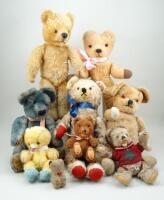Nine various Teddy Bears, 1960s/70s,