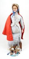 Rare poured wax portrait shoulder head doll of an elderly lady pedlar doll, probably Pierotti, nineteenth century,