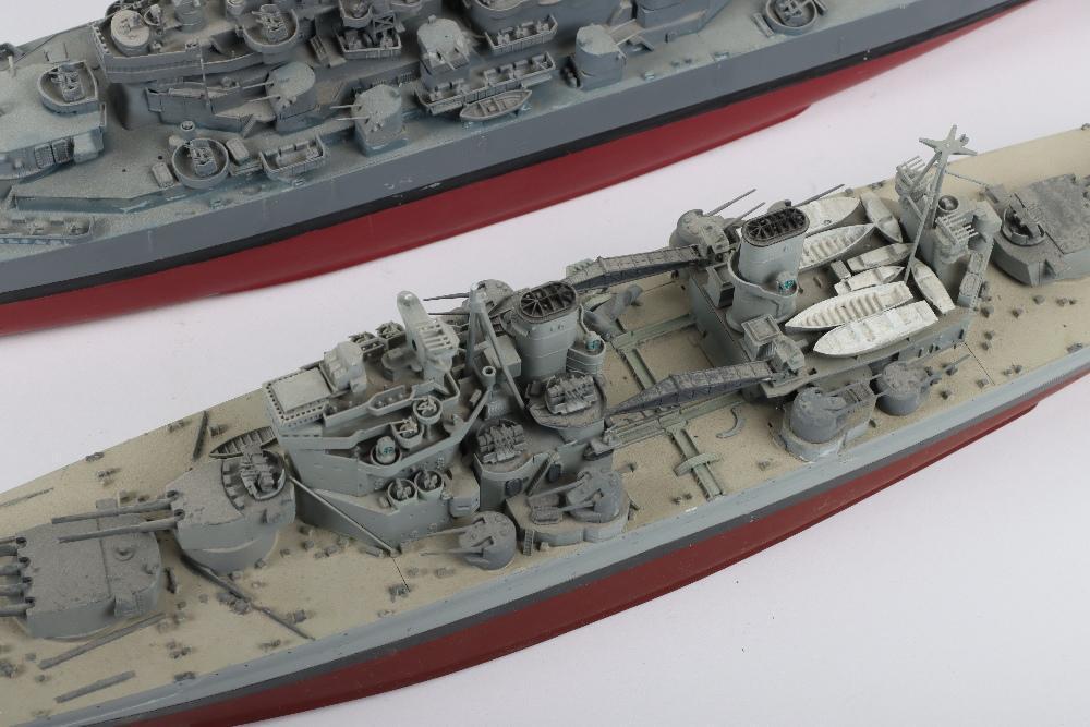 Seven kit-built 1/350 scale model battleships