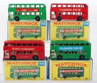 Four Matchbox Lesney No 74 “Daimler Bus” boxed diecast models