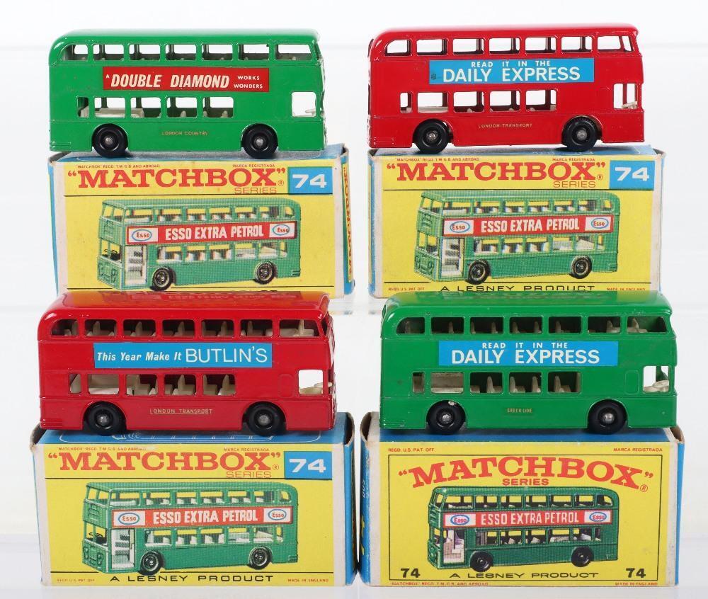 ミニカー Matchbox No. 74 Four Matchbox Lesney No 74 “Daimler Bus” boxed diecast models