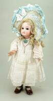 Beautiful size 7, early Portrait Jumeau bisque head Bebe doll, French circa 1880,