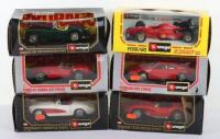 Six Burago 1:24 scale boxed die-cast models