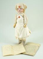 ‘Lizzie’ S.F.B.J 60 bisque head doll in WW1 Red Cross nurses uniform, 1917,