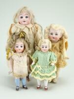 Four various all-bisque and miniature dolls, German circa 1910,