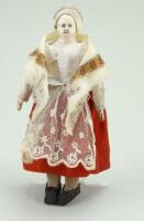 Small papier-mache shoulder head doll, circa 1850,