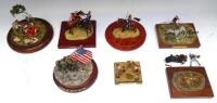 Seven plastic Models or Groups on plinths, 54mm scale