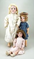 Three A.M 390 bisque head dolls, German circa 1910,