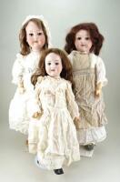 Three A.M 390 bisque head dolls, German circa 1910,