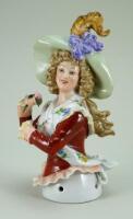 Rare and large glazed china Mme mole Raymond half-doll,