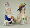 Pair of large glazed china Goebels Court Lady half-dolls,