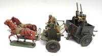 Elastolin set 788/2 tinplate limbered twin AA Machine Guns