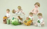 Six various bisque figurines of Children, German circa 1910,