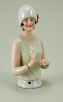 Fine larger size glazed china Flapper half-doll,