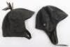 2x Black Leather Flying Helmets