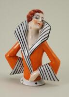 Fine larger size glazed china red haired Art-Deco Lady half-doll,