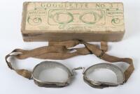 Early Pair of Aviators Flying Goggles “Gogglette No3” Retailed by E B Meyrowitz Inc New York