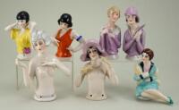 Seven glazed china Flapper half-dolls,