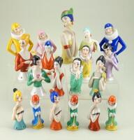 Collection of glazed china 1920s style half-dolls,