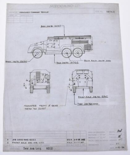 Original Dinky Toys Meccano Ltd General Assembly Drawing