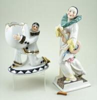 Two glazed china Pierrot figurines, 1920s,