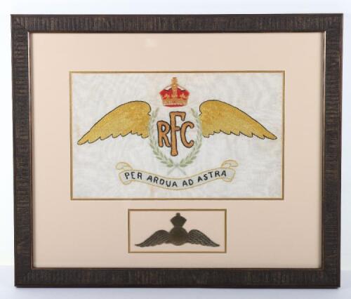 Framed Royal Flying Corps Embroidered Tapestry