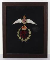 Framed Royal Flying Corps Embroidered Tapestry