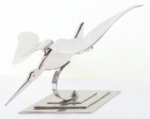 Chrome Desk Model of a Stork in Flight