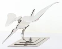 Chrome Desk Model of a Stork in Flight