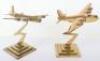 2x Heavy Brass Desk Models of WW2 Four Engine Bomber Aircraft