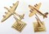 2x Heavy Brass Desk Models of WW2 Four Engine Bomber Aircraft - 4