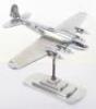 Heavy Plated Brass Desk Model of a WW2 Four Engine Bomber Aircraft